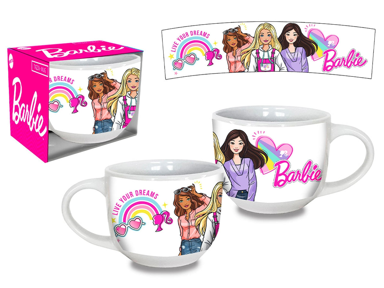 Tazza jumbo Barbie in gres porcellana bianco 9,5x8 cm - Coriex