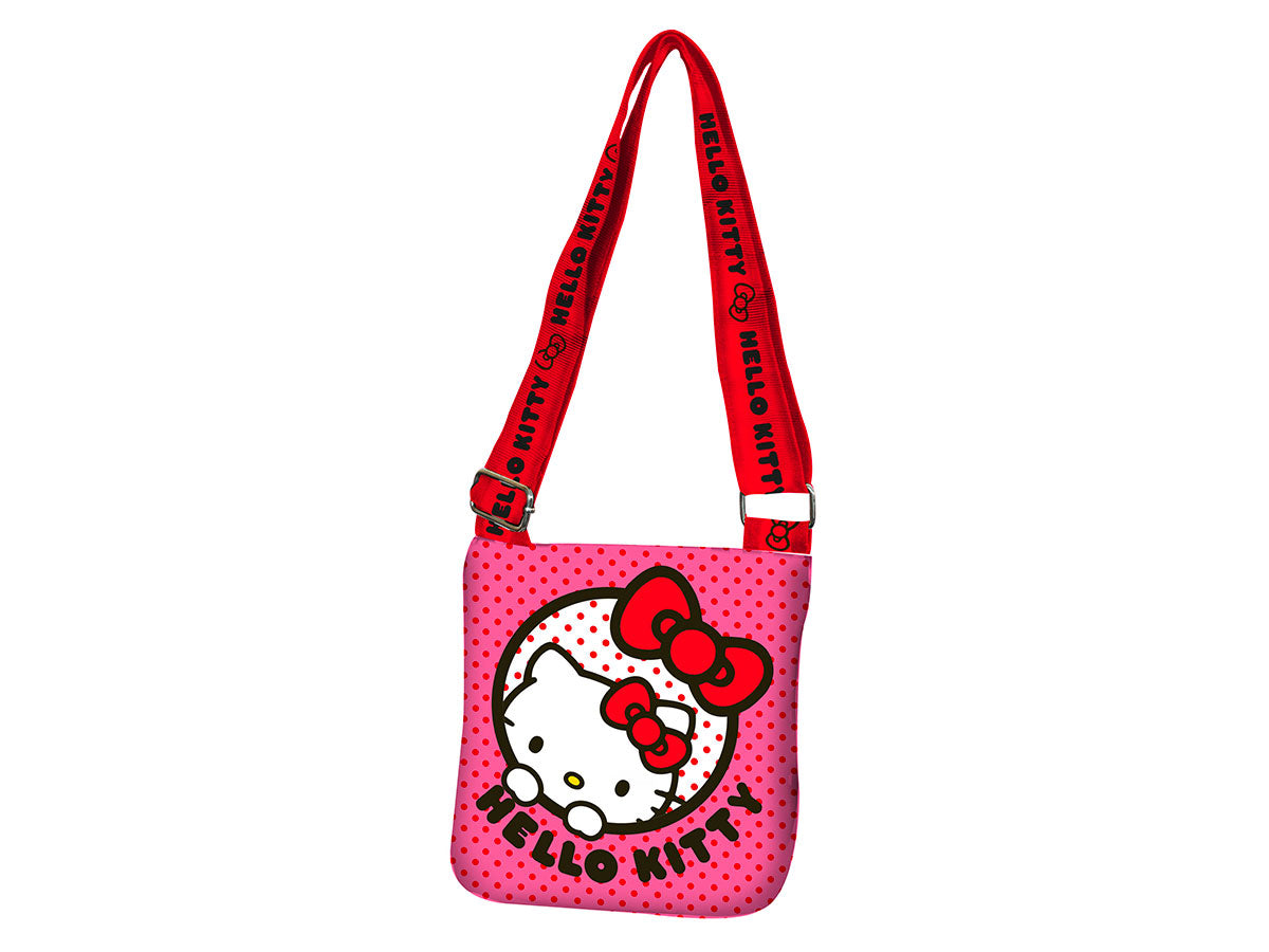 Hello kitty tracolla rosso e fucsia in poliestere 12x18x6 cm - Coriex