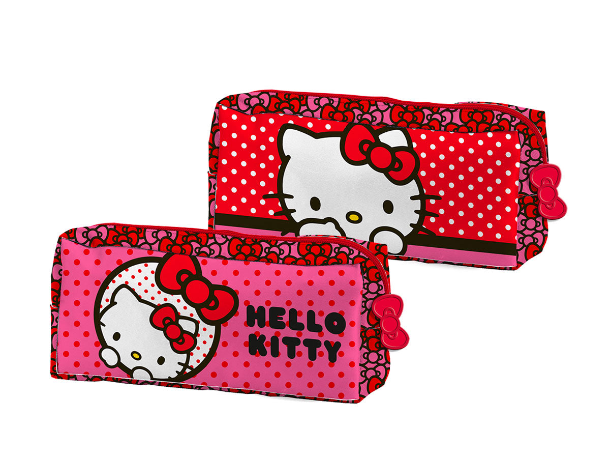 Hello Kitty astuccio bustina rettangolare da bambina rosso e fucsia in poliestere 21x8x5 cm - Coriex