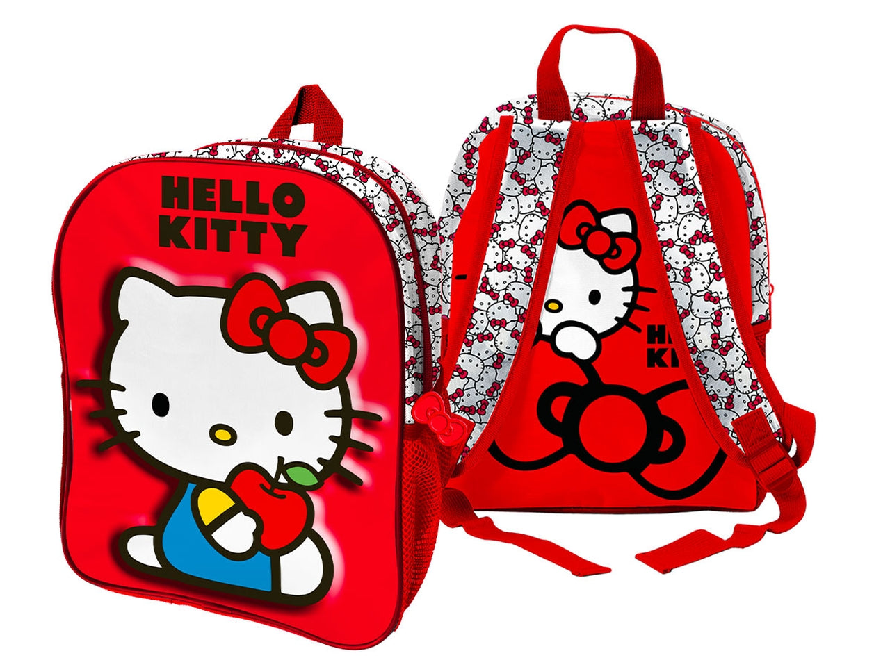 Zaino asilo 3D Hello Kitty in tessuto rosso 26x31x10 cm - Sanrio