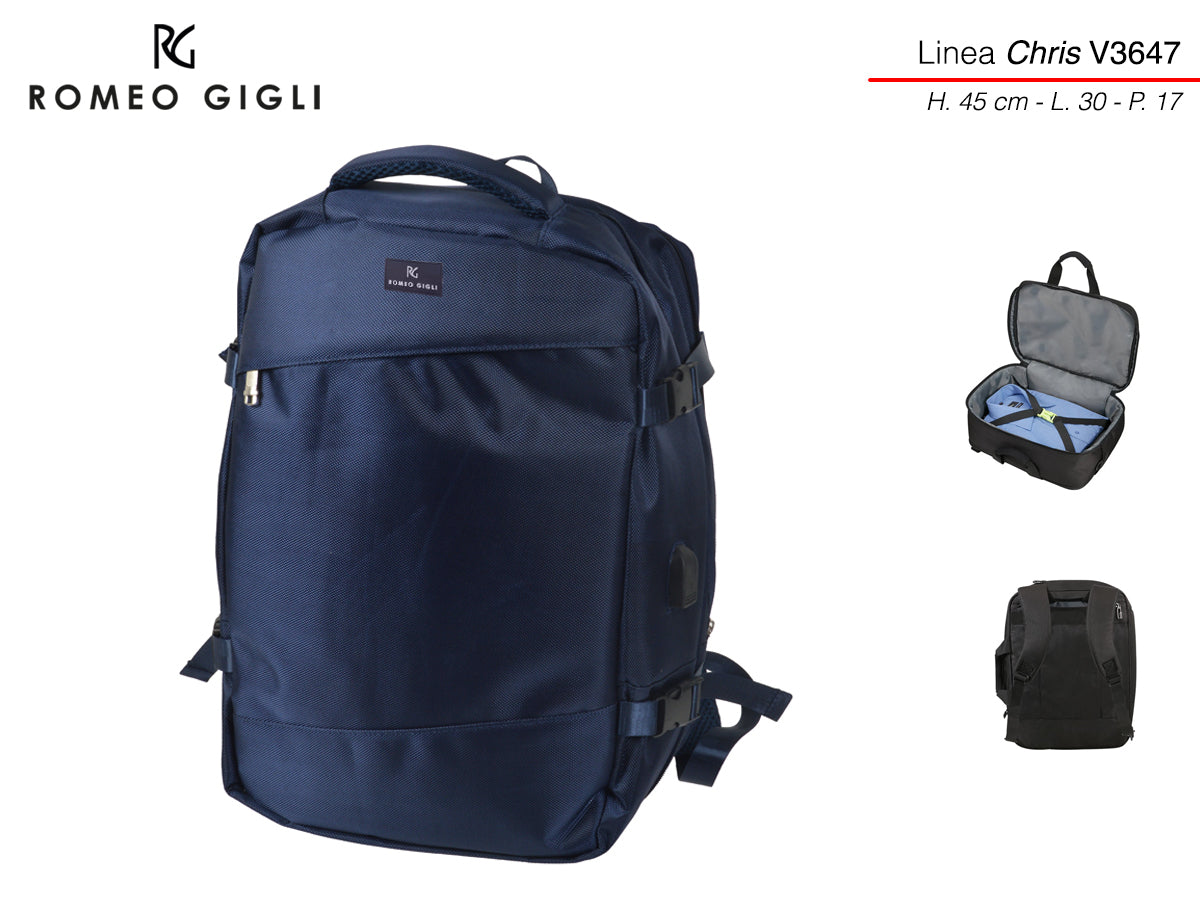 Romeo gigli zaino viaggio linea chris blu navy