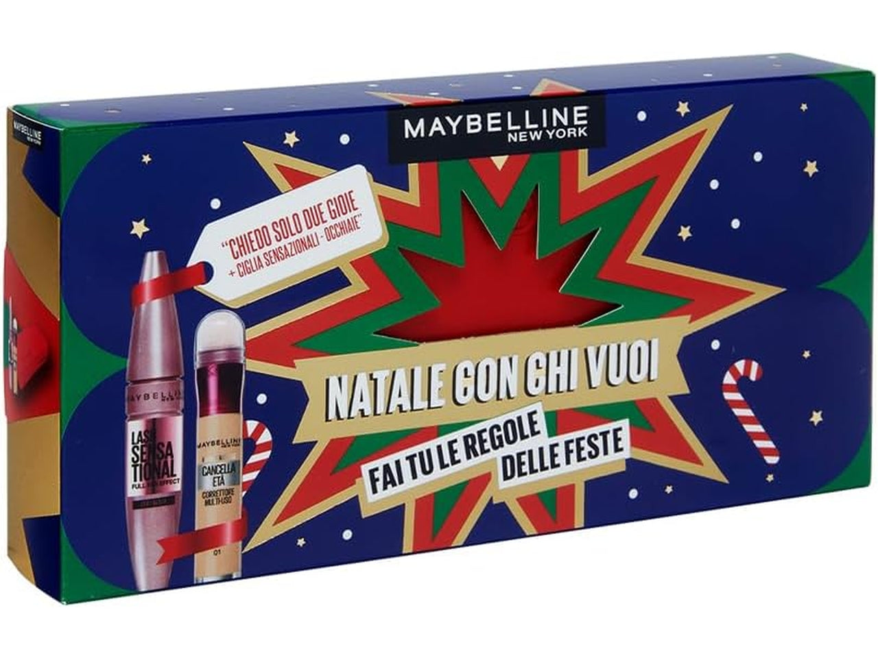 Maybelline coffret mascara ciglia sensazionali + correttore cancella eta' 01