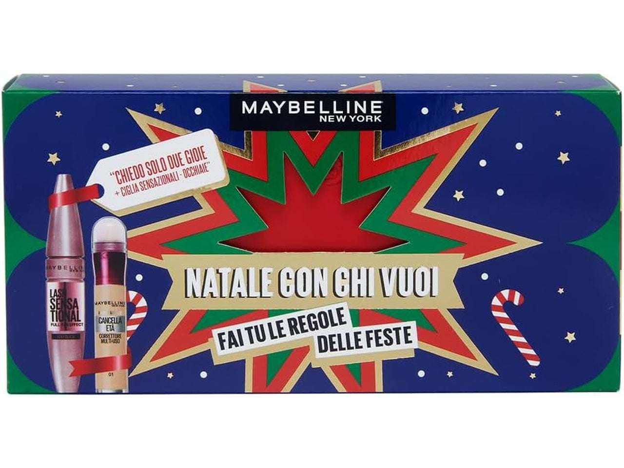 Maybelline coffret mascara ciglia sensazionali + correttore cancella eta' 01