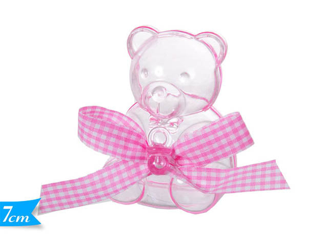 Scatola orso c/fiocco rosa 571046