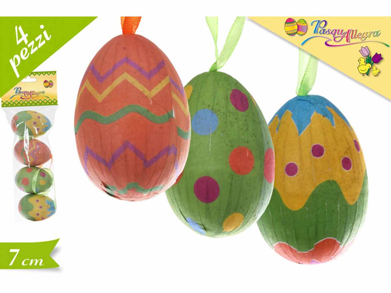 UOVA DECORATE SET DA 4 PEZZI 7CM