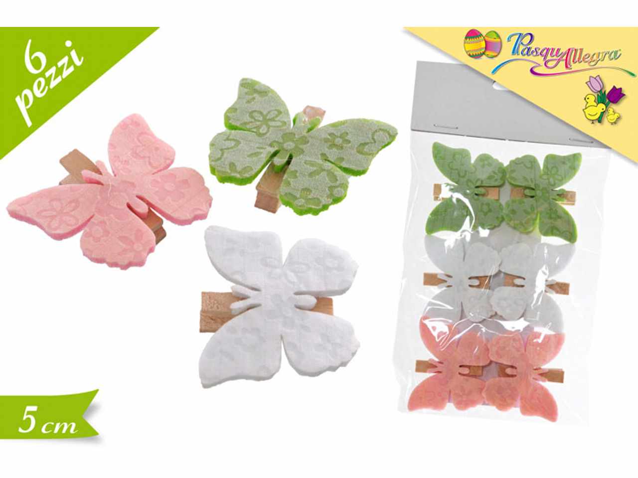 MOLLETTA DECORATA CON FARFALLA 6 PEZZI 5CM