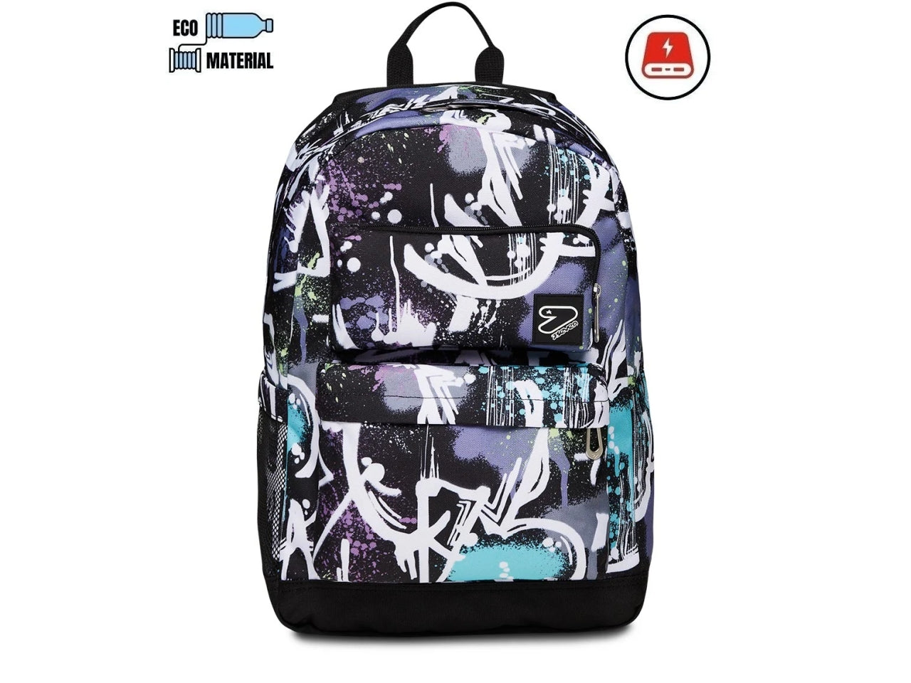 Zaino Seven estensibile Pockets con power bank incluso e USB plug, 32x44x15 cm