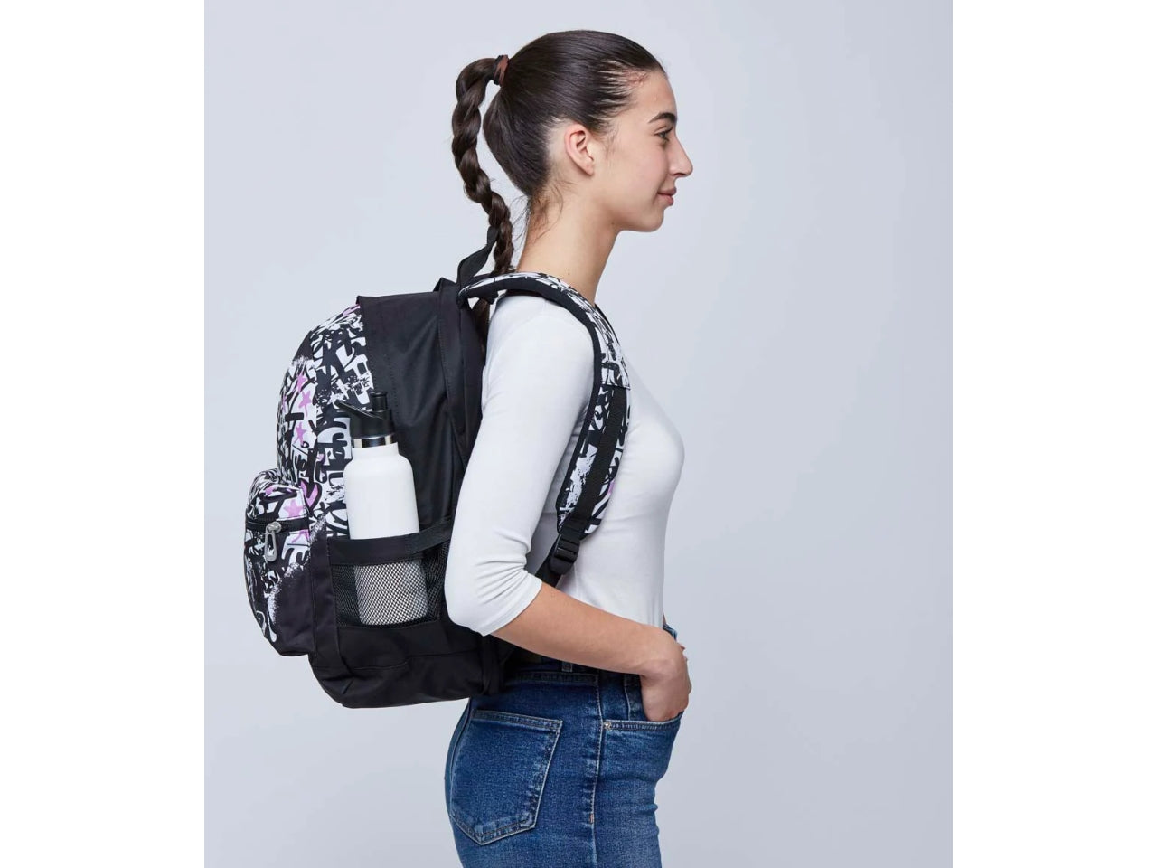 Zaino americano Seven reversible new backpack grs in tessuto in colori assortiti, auricolari wireless e pennarelli inclusi, 33x44x16 cm