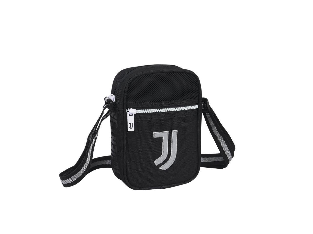 Juventus borsa con tracolla regolabile, logo in tessuto riflettente argento 15x21x6cm
