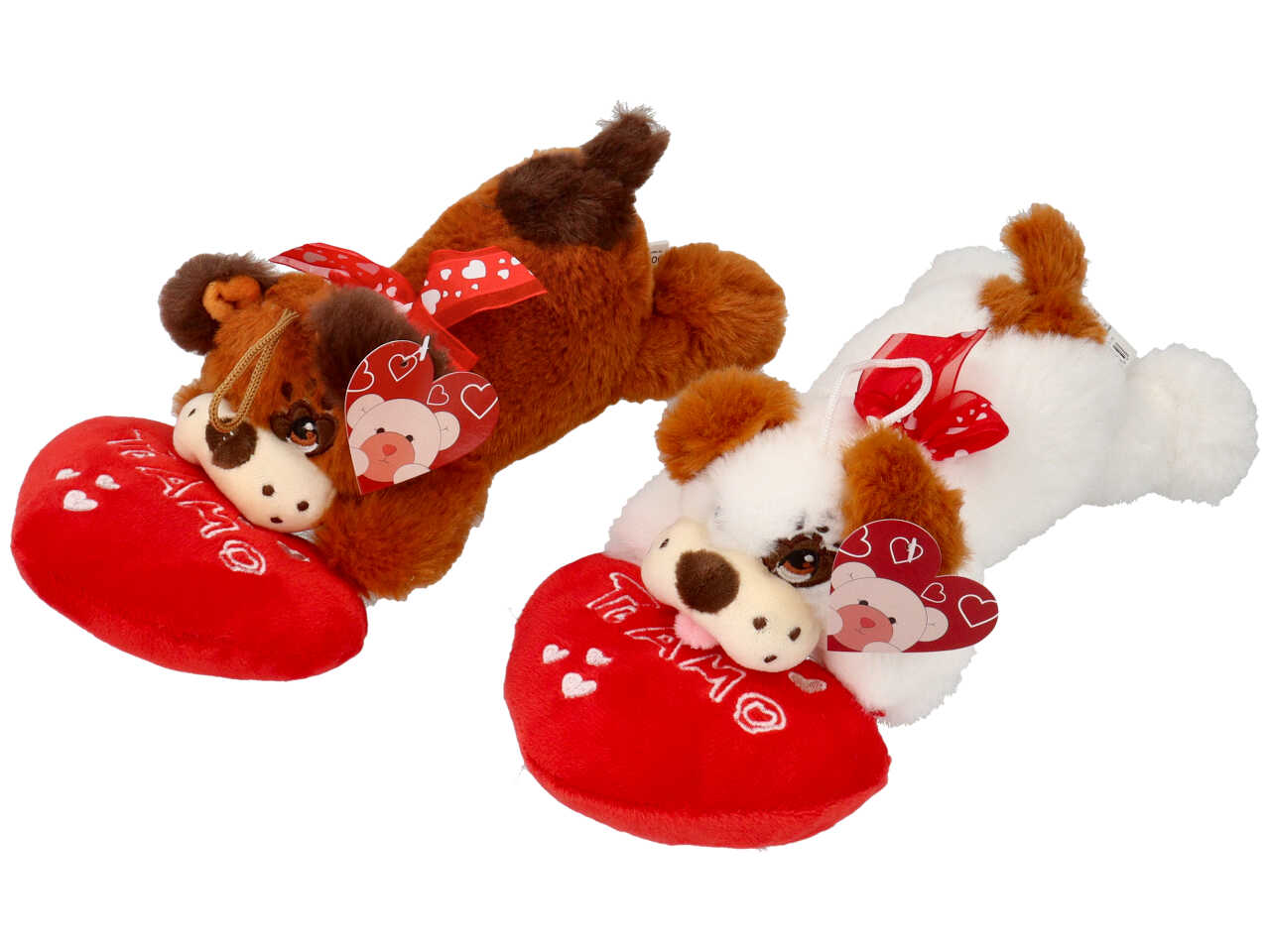 Peluche cane su cuore misura 18cm