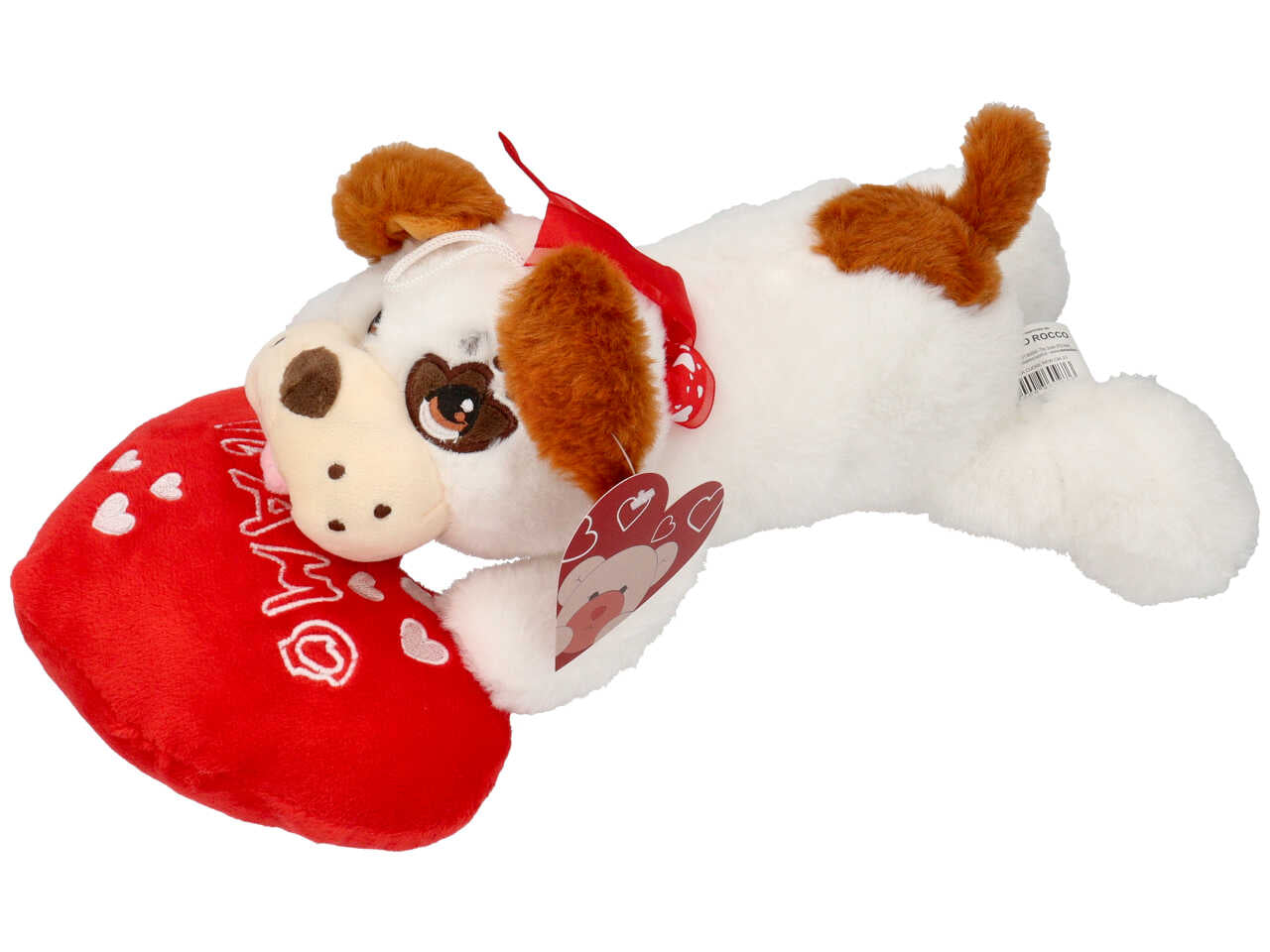 Peluche cane su cuore misura 25cm