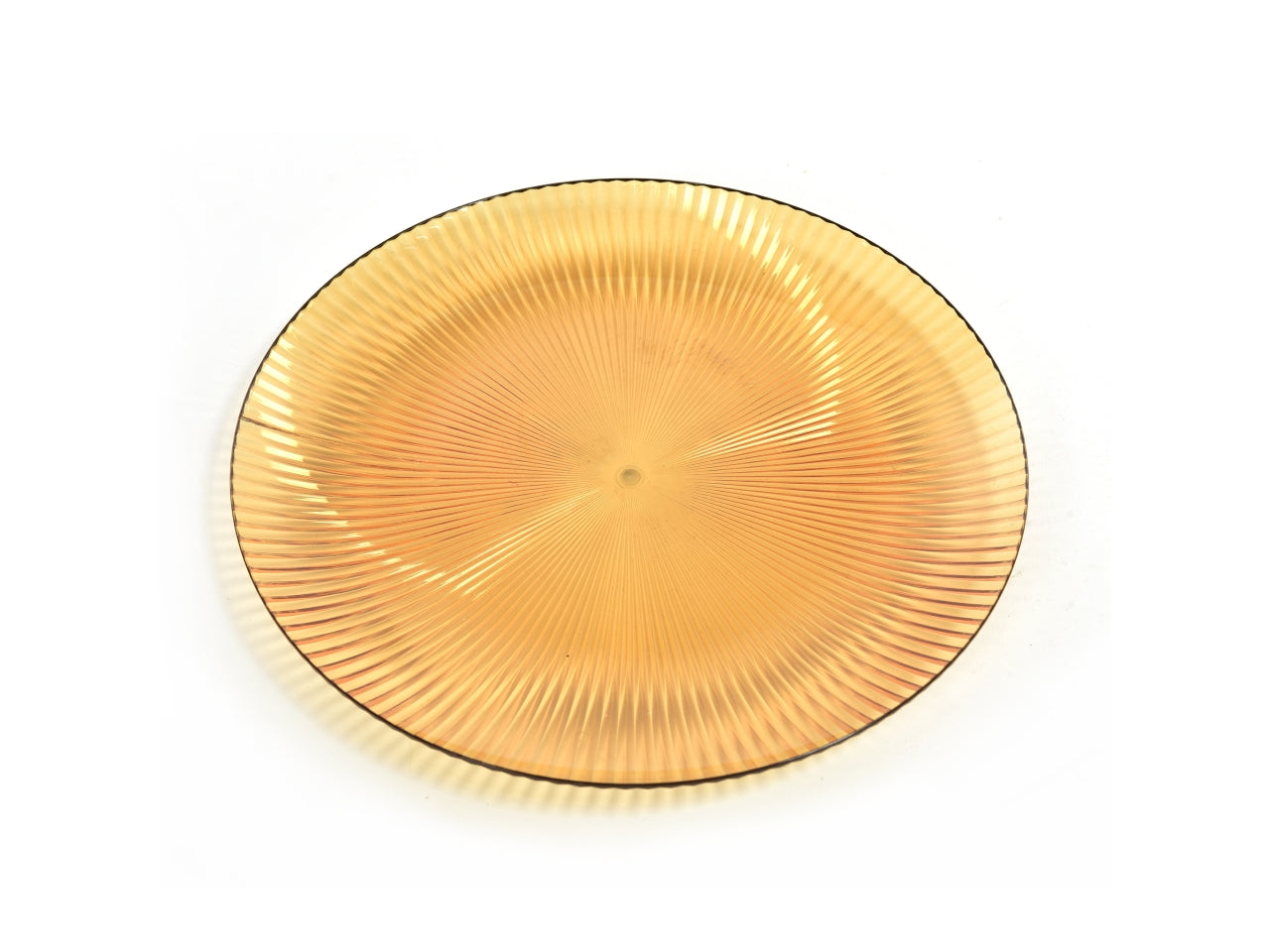 Piatto piano grande in plastica ambra moderno, 26x2 cm - Mercury