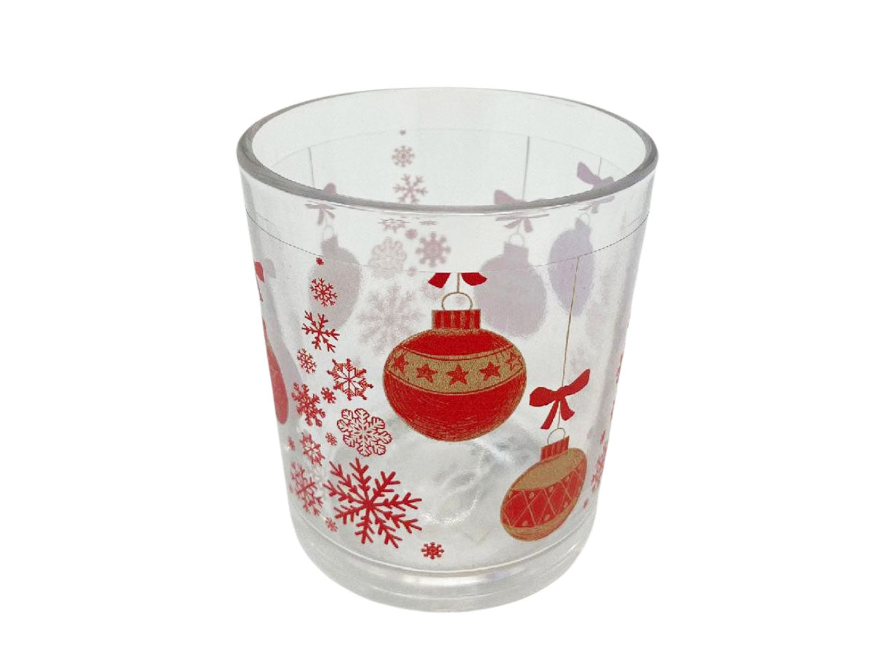 Bicchiere natalizio palline natale in vetro d.8,5xh8,5cm 300ml set da 6 bicchieri