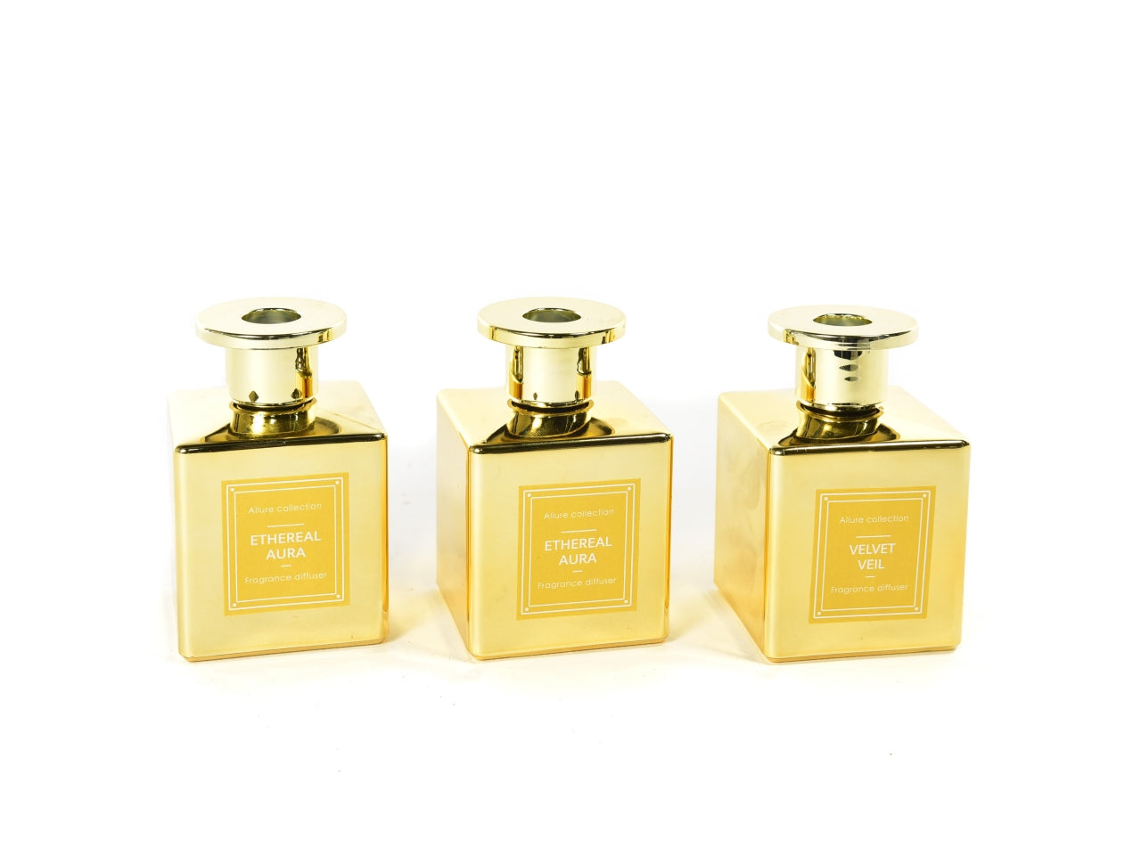 Diffusore di essenza lingotto gold 170ml 6,8x6,8xh.10,7cm fragranze assortite