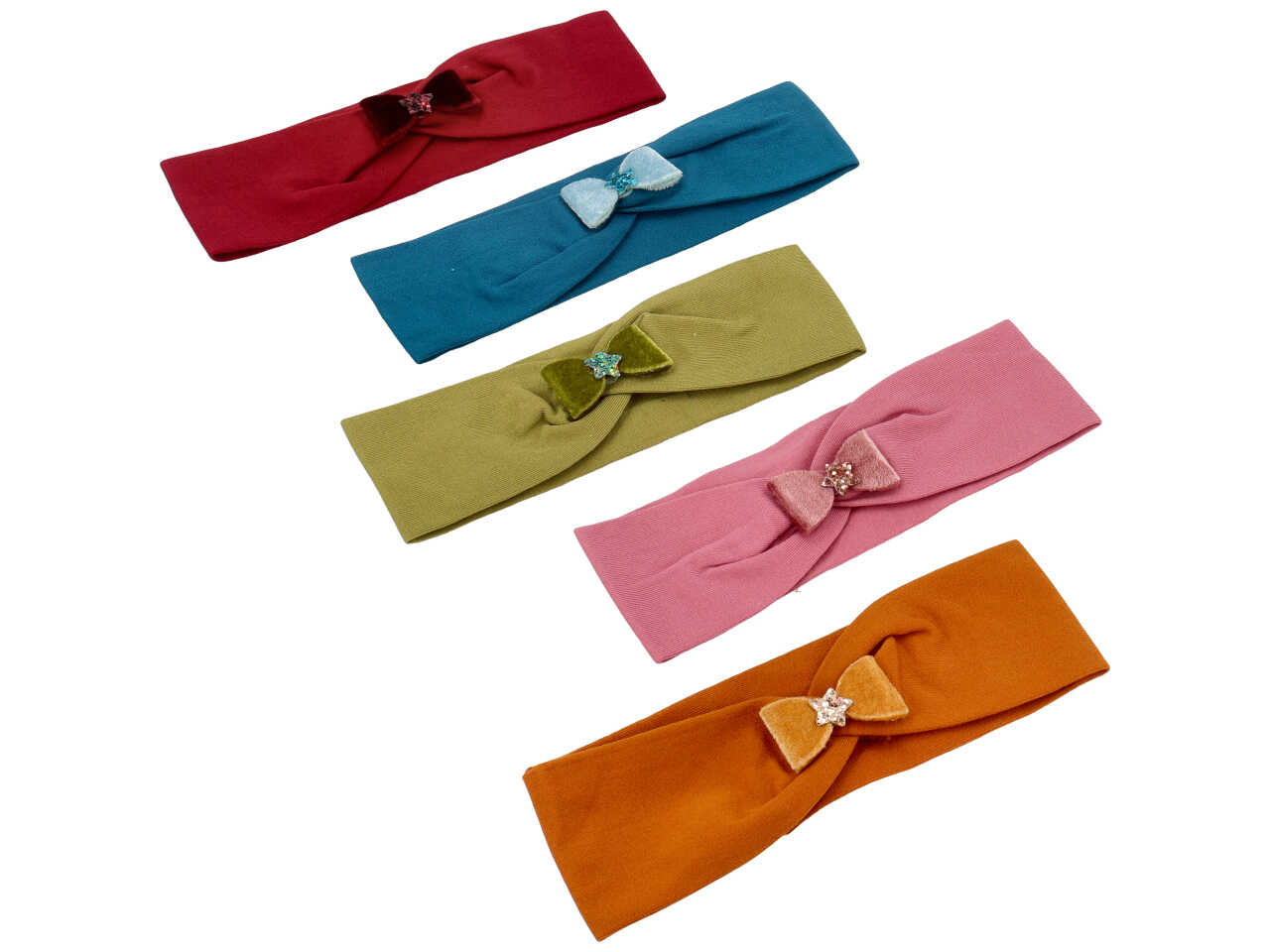 Fascia baby con fiocco in velluto e stella glitterata