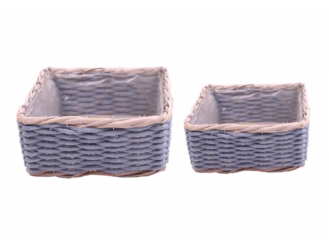 Ciotola quadra in simil lana bordo shabby colore carta zucchero 2 assortimenti piccolo 16x16xh.7 grande 21x21xh.9cm