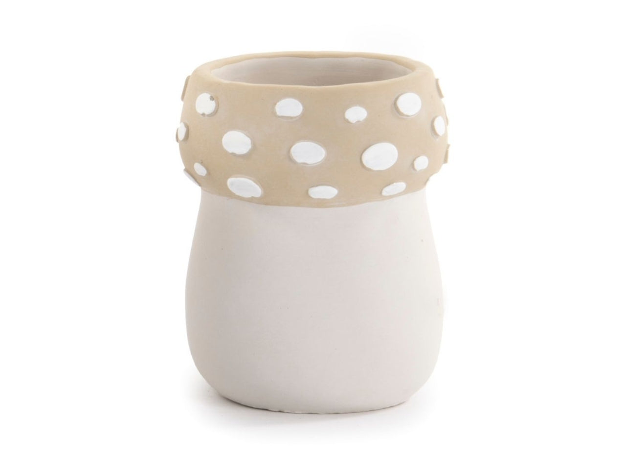 Vaso in terracotta fungo bianco e beige 13x16cm