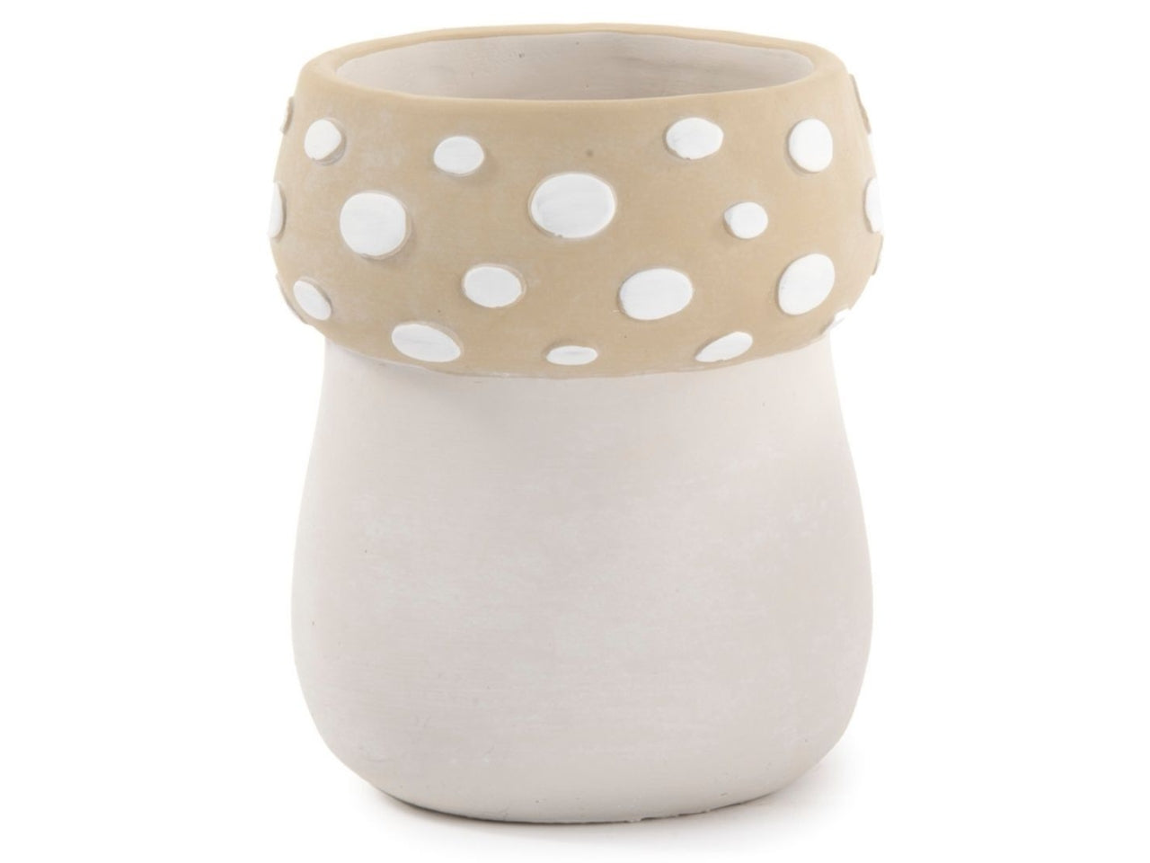 Vaso in terracotta fungo bianco e beige 16,5x20cm