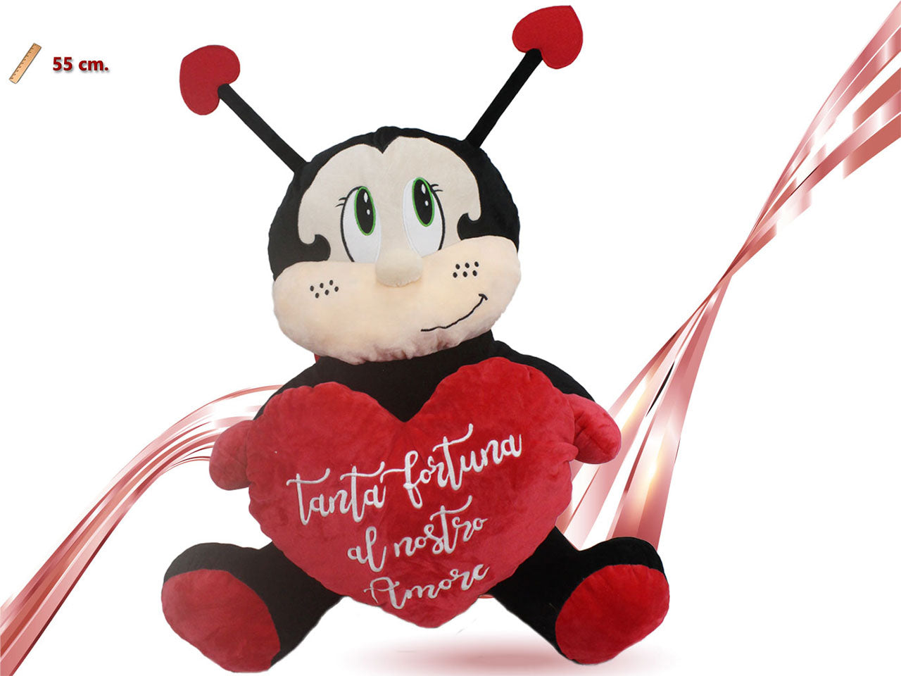 Peluche coccinella con cuore 55cm
