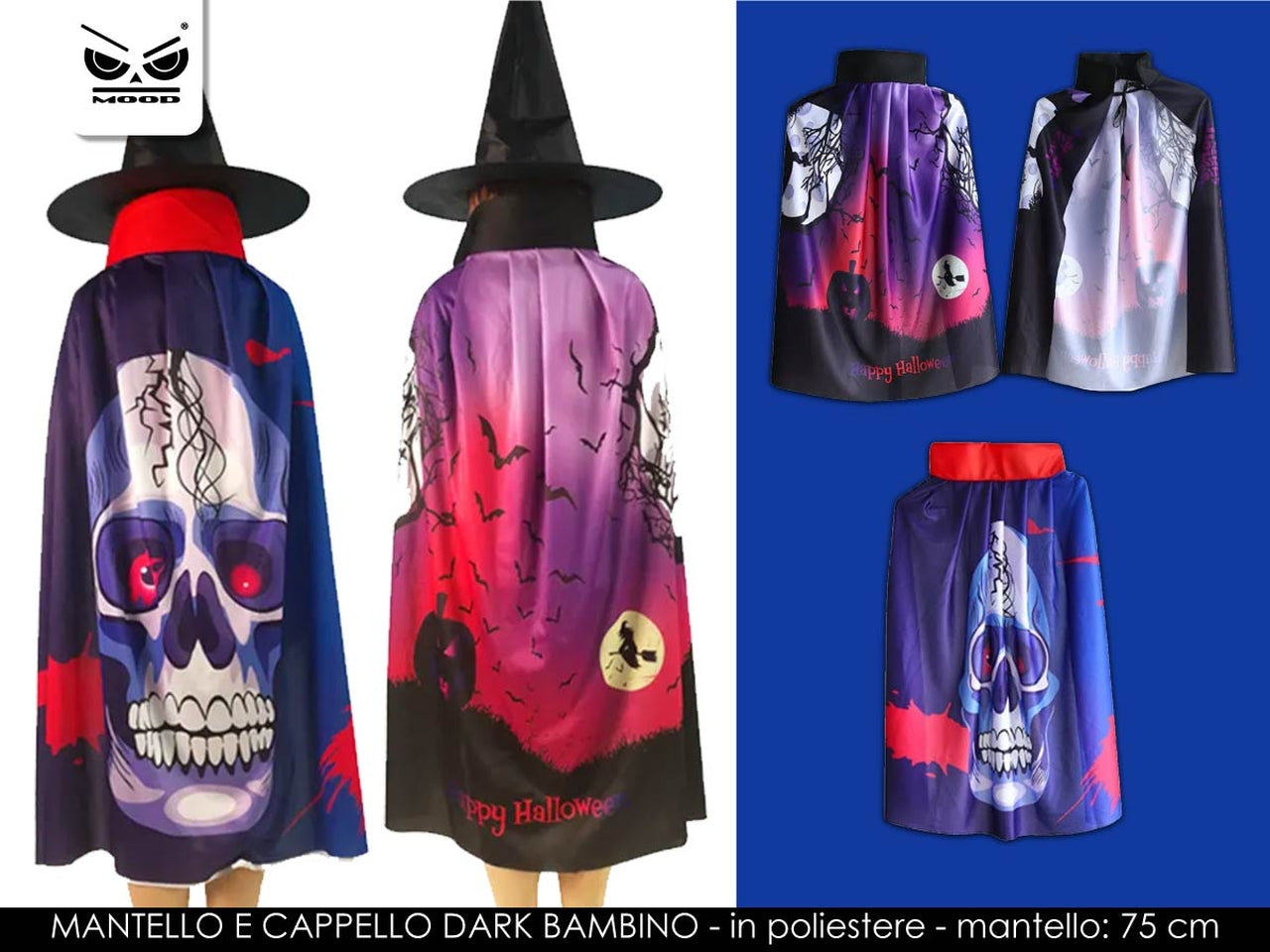 Mantello e cappello halloween dark bambino