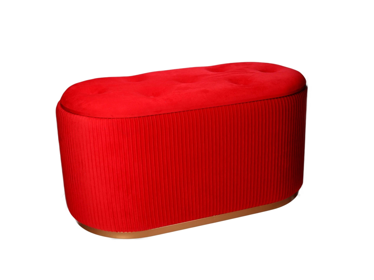 Pouf contenitore in velluto rosso 82x41x42 cm - Vacchetti
