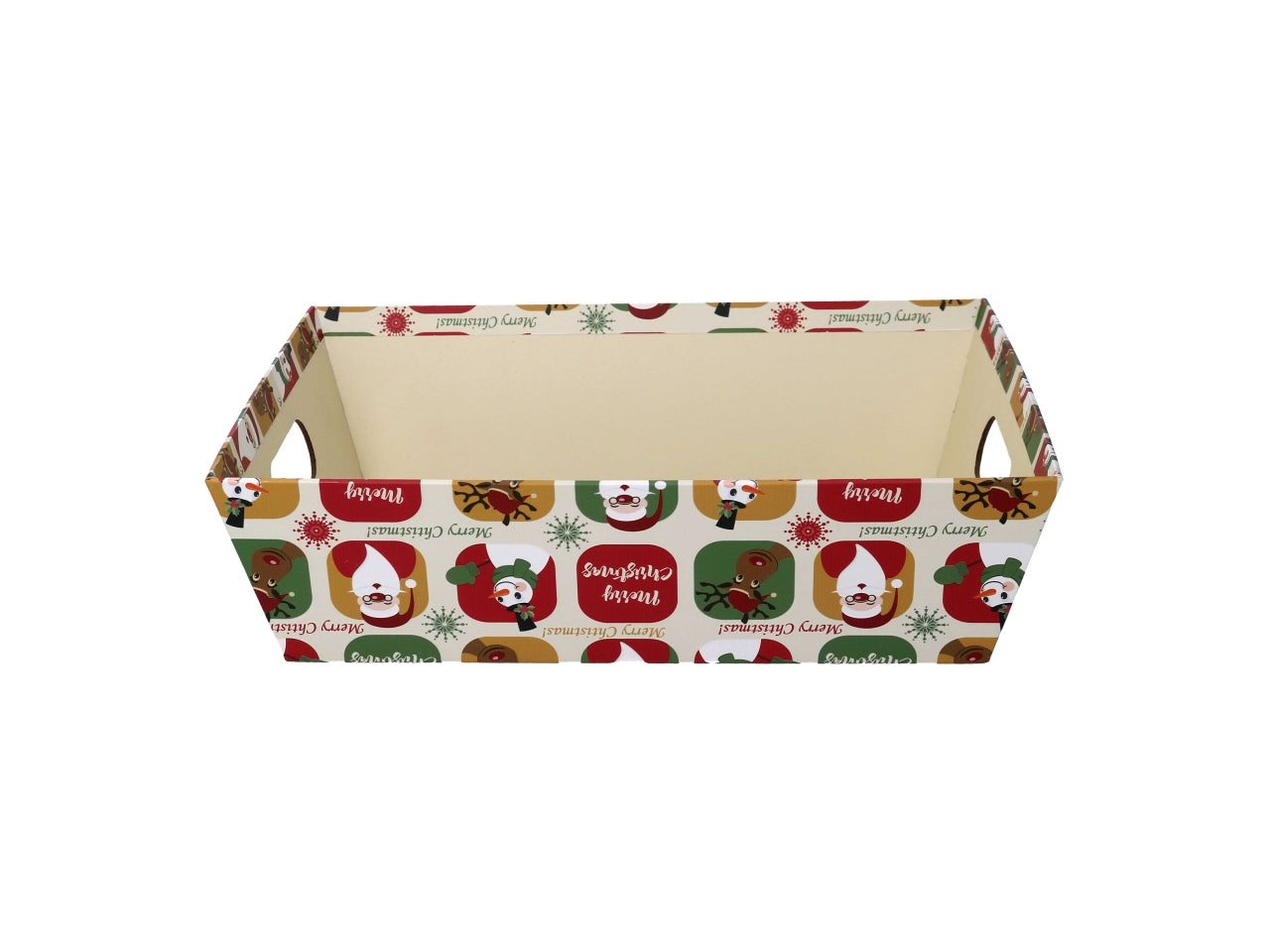 Cesta natalizia in cartone multicolor con babbo natale 29x23x8 cm - Vacchetti