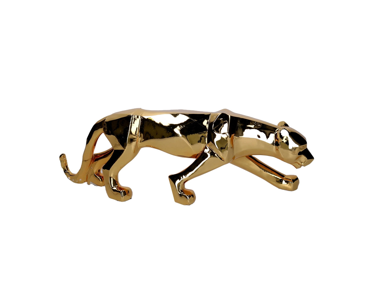Statua pantera in resina dorata lucida stile jungle 60x14x16 cm - Vacchetti