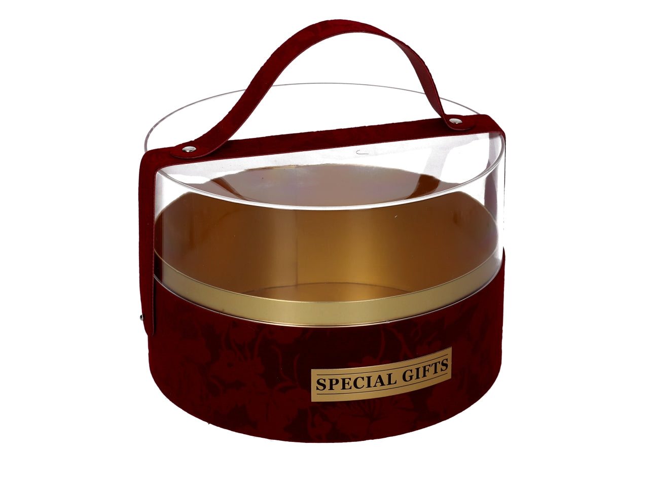 Scatola natalizia in cartone rotonda con maniglia 21x14cm