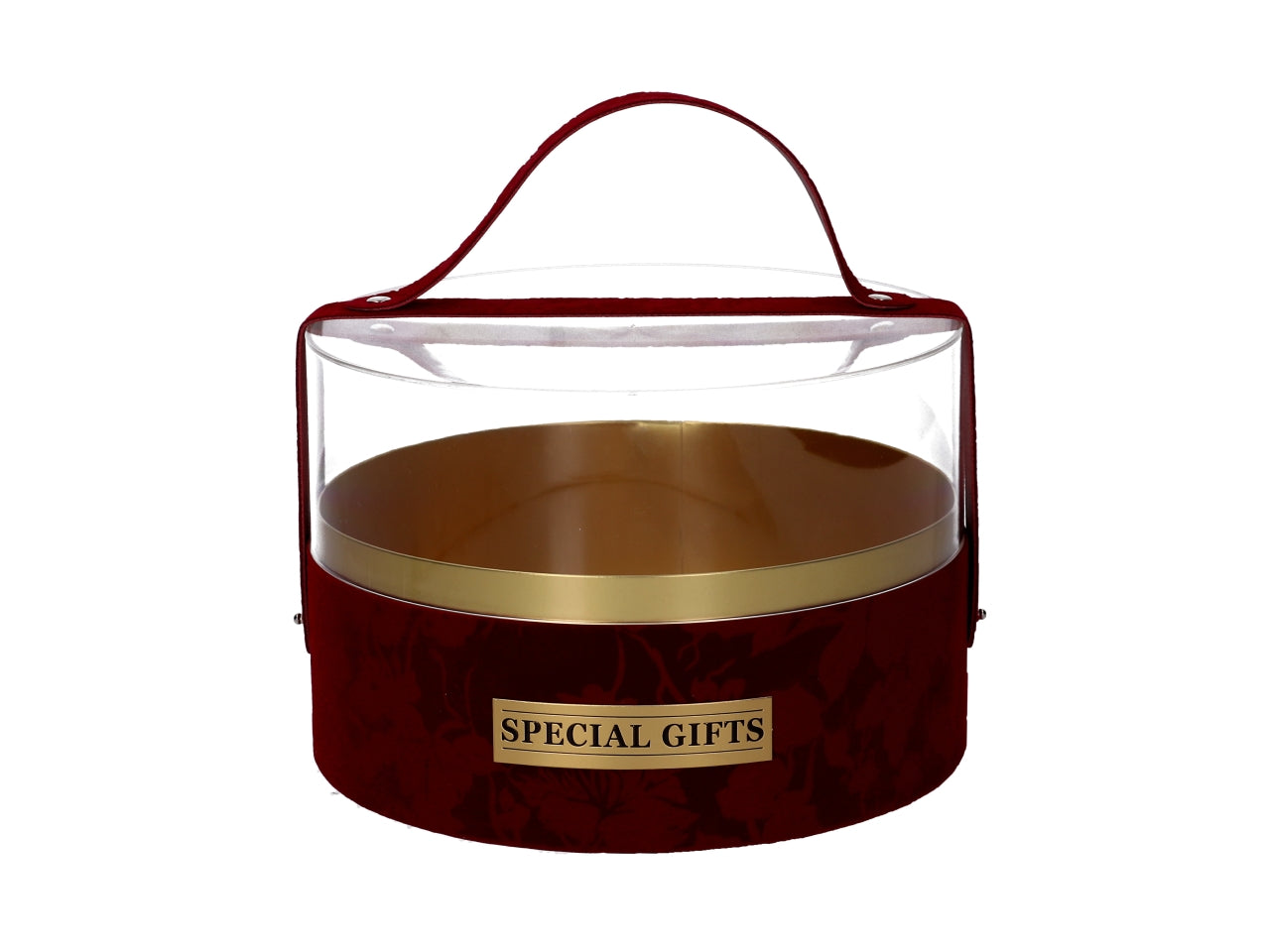 Scatola natalizia in cartone rotonda con maniglia 21x14cm