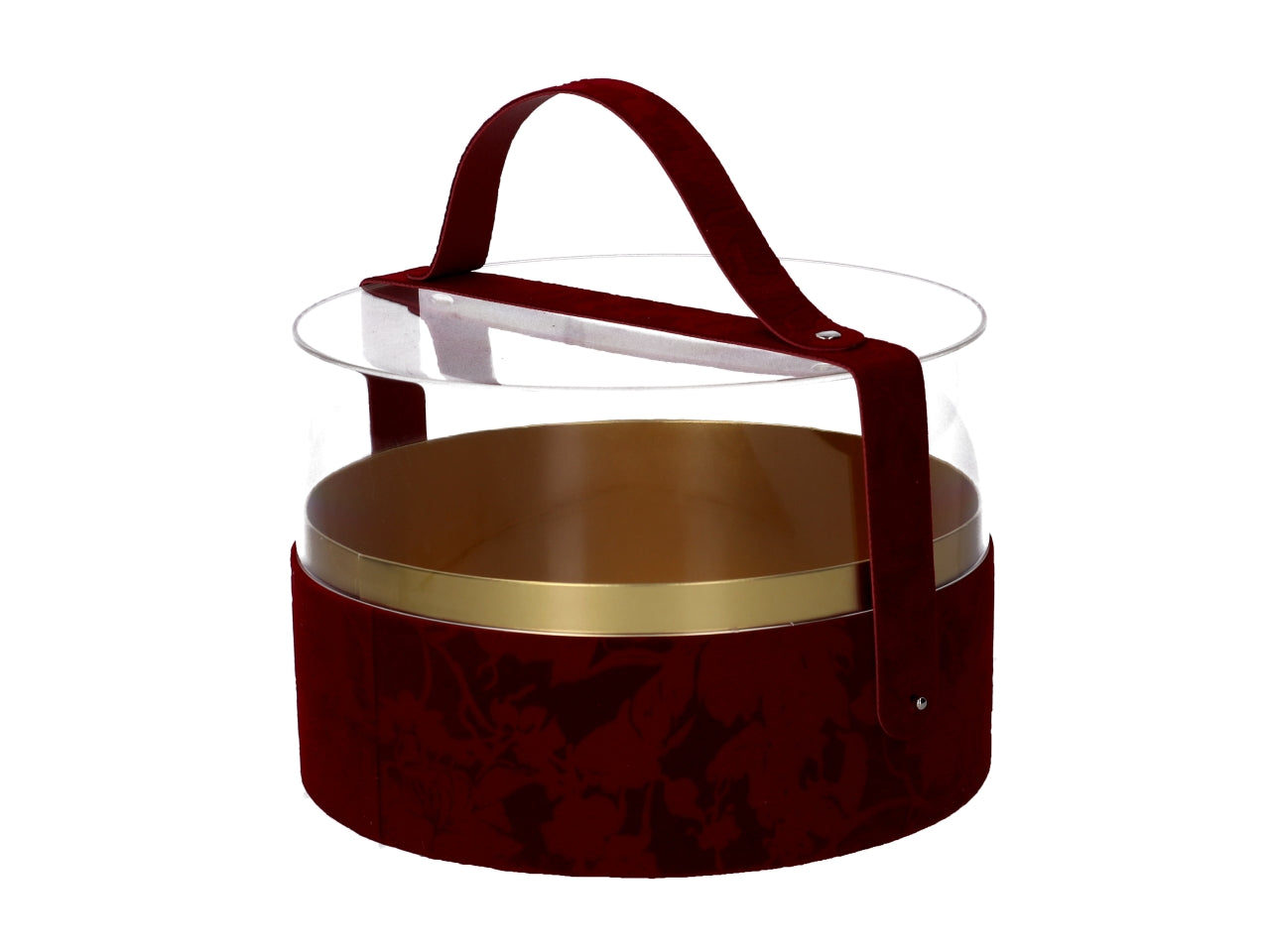 Scatola natalizia in cartone rotonda con maniglia 21x14cm