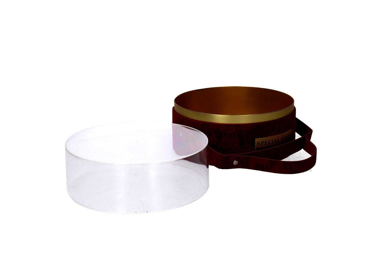 Scatola natalizia in cartone rotonda con maniglia 21x14cm