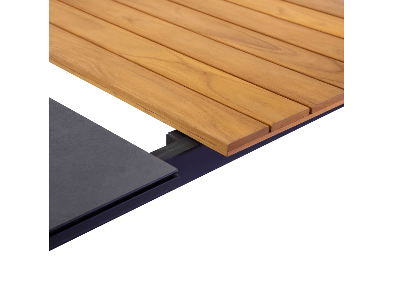 Tavolo alluminio allungabile honolulu antracite con top vetro/teak 180/240x100xh.76cm