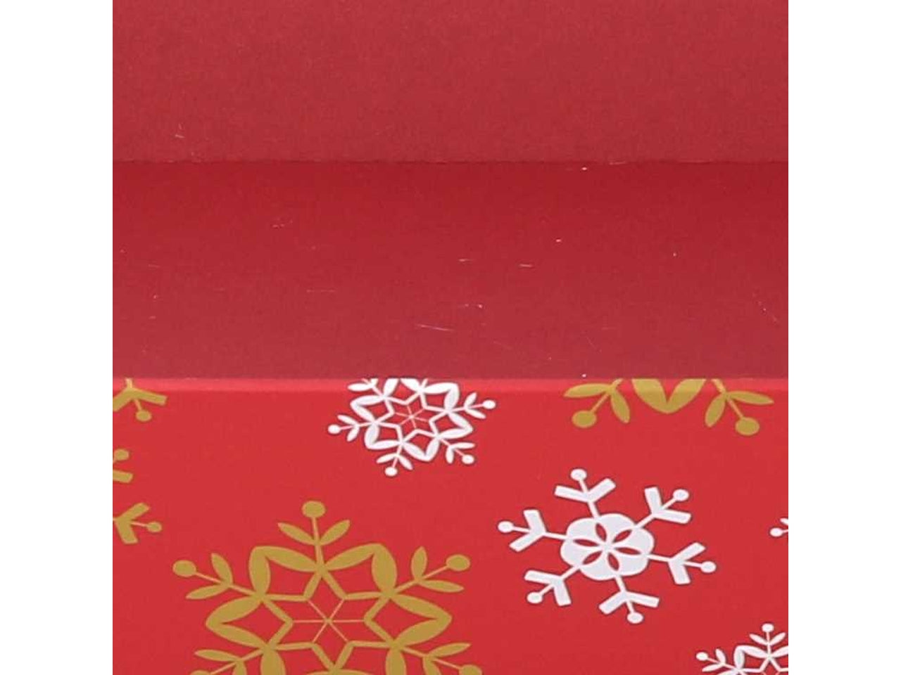 Cesta natalizia in cartone rosso fiocchi di neve 38x27x7 cm - Vacchetti