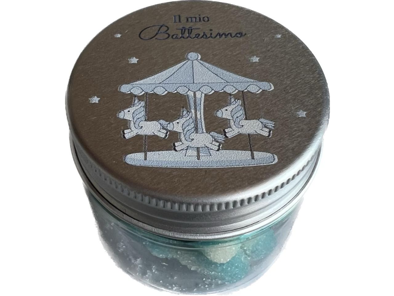 Marshmallow barattolo battesimo celeste 50ml d.48mm