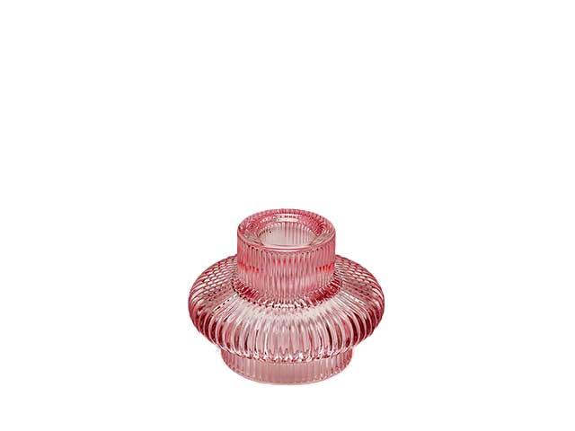 Portacandela disco righe h6xd8 rosa 104598,50