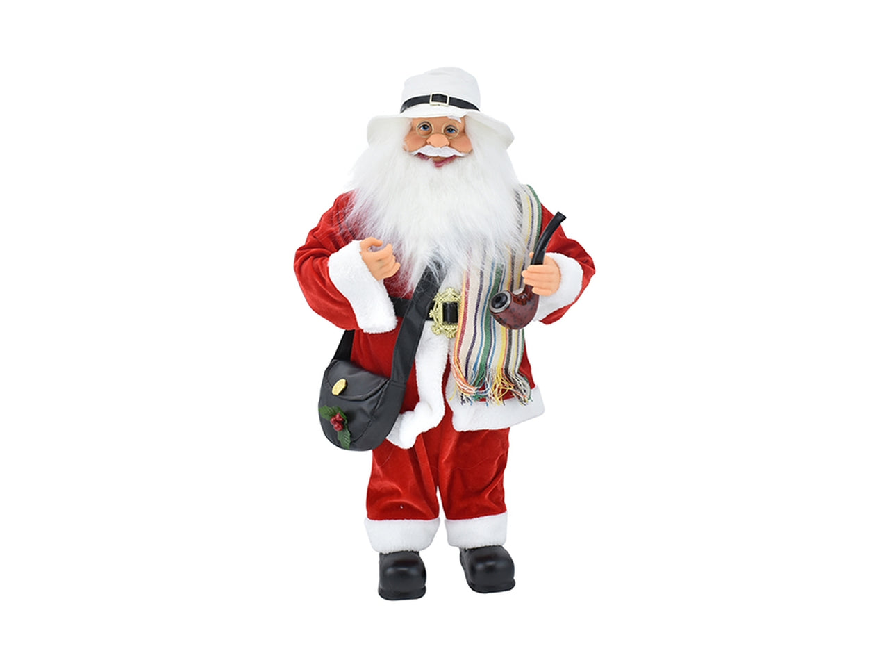 Babbo natale 60cm con borsa e pipa rosso
