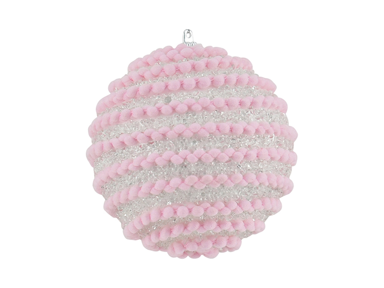 Palla natalizia 10cm bianco/rosa