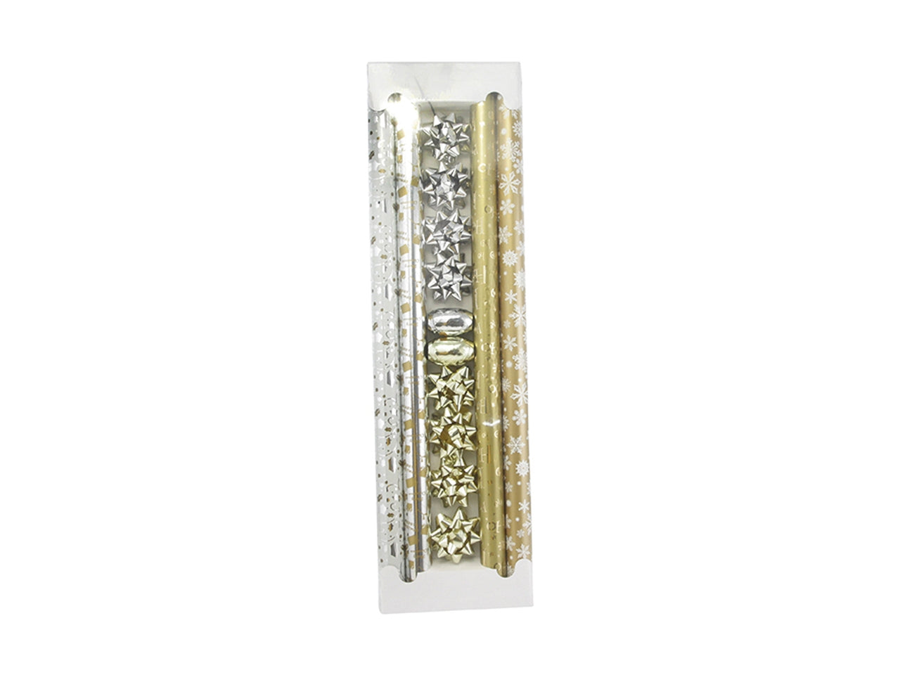 Rotoli 70x200cm + 8 coccarde 8cm + 2 nastri 5mmx10mt set da 4 rotoli - oro