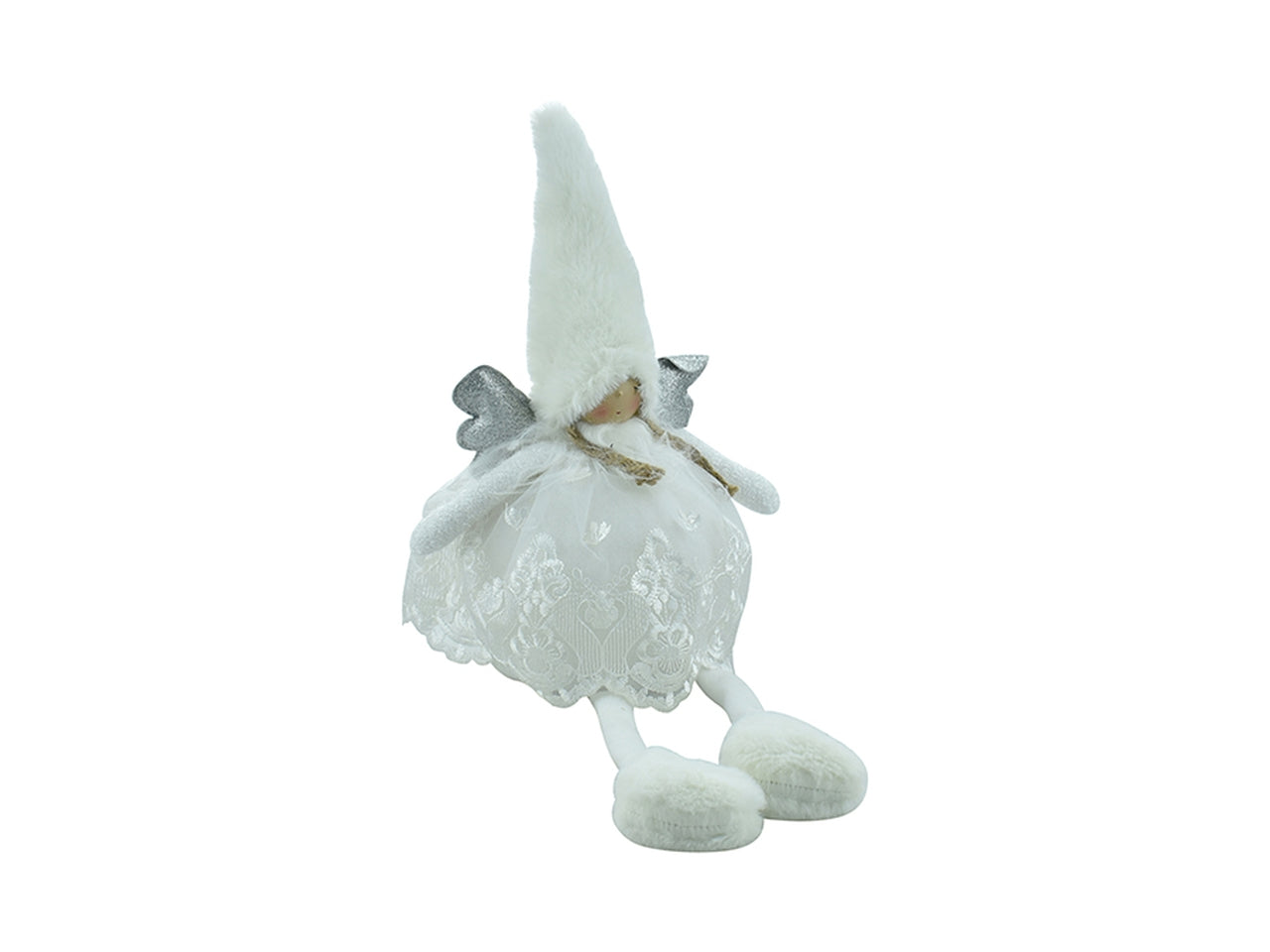 Angioletto seduto con led 20x16x50cm - bianco