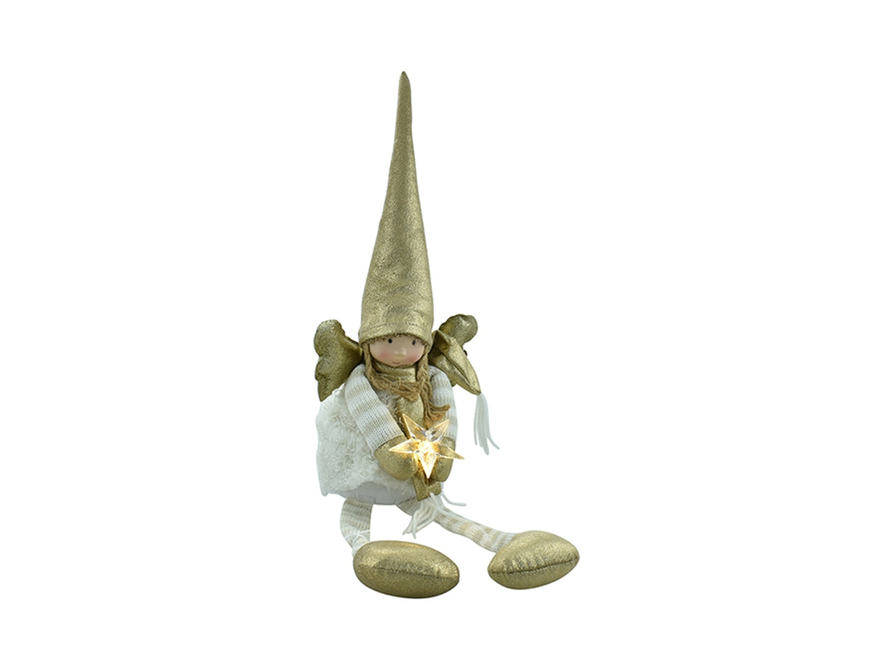 Angioletto con gambe lunghe e led 15x15x64cm - panna