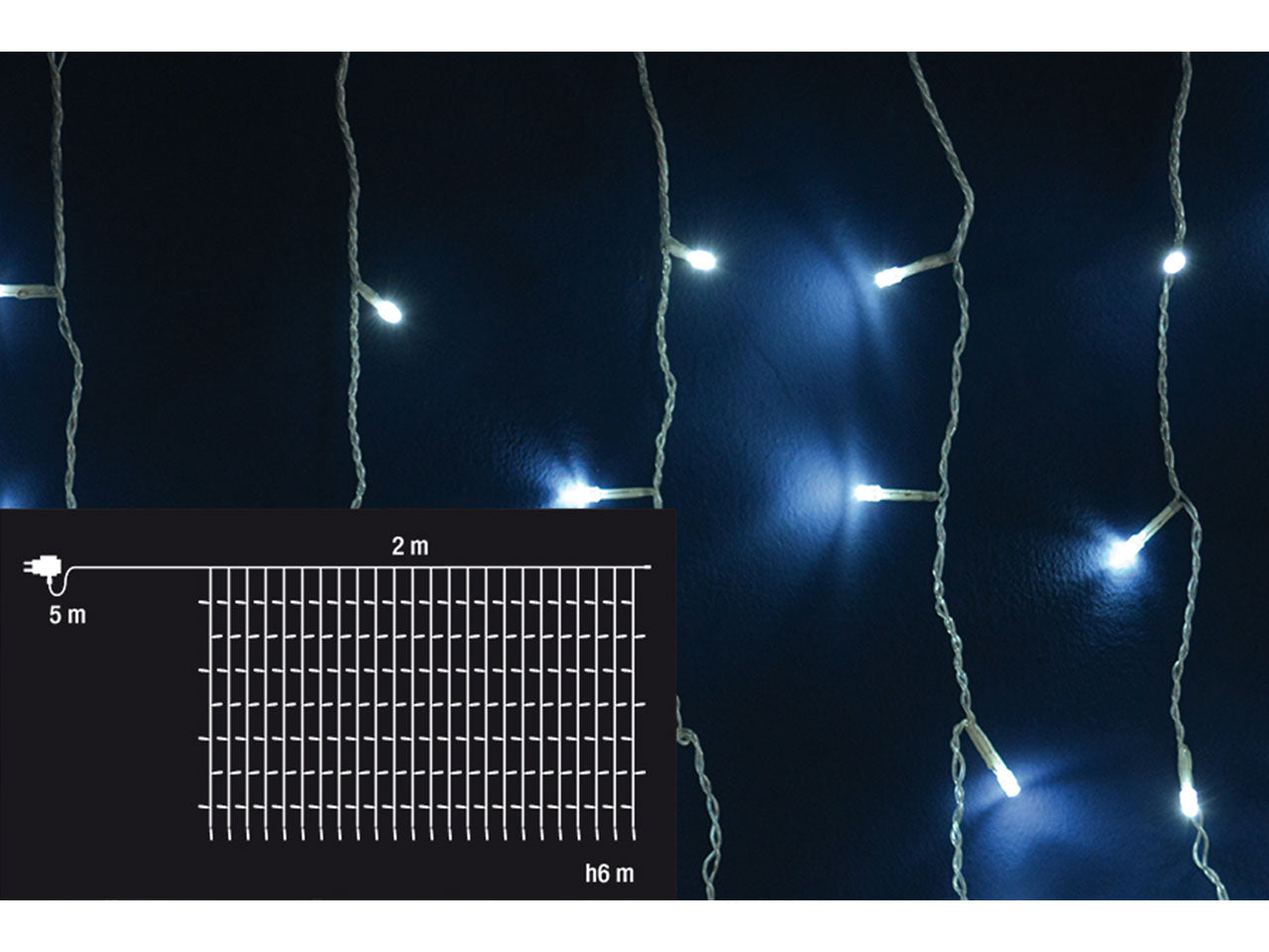 Tenda di luci da 1200 led flash per uso esterno 2x6mt - bianco freddo