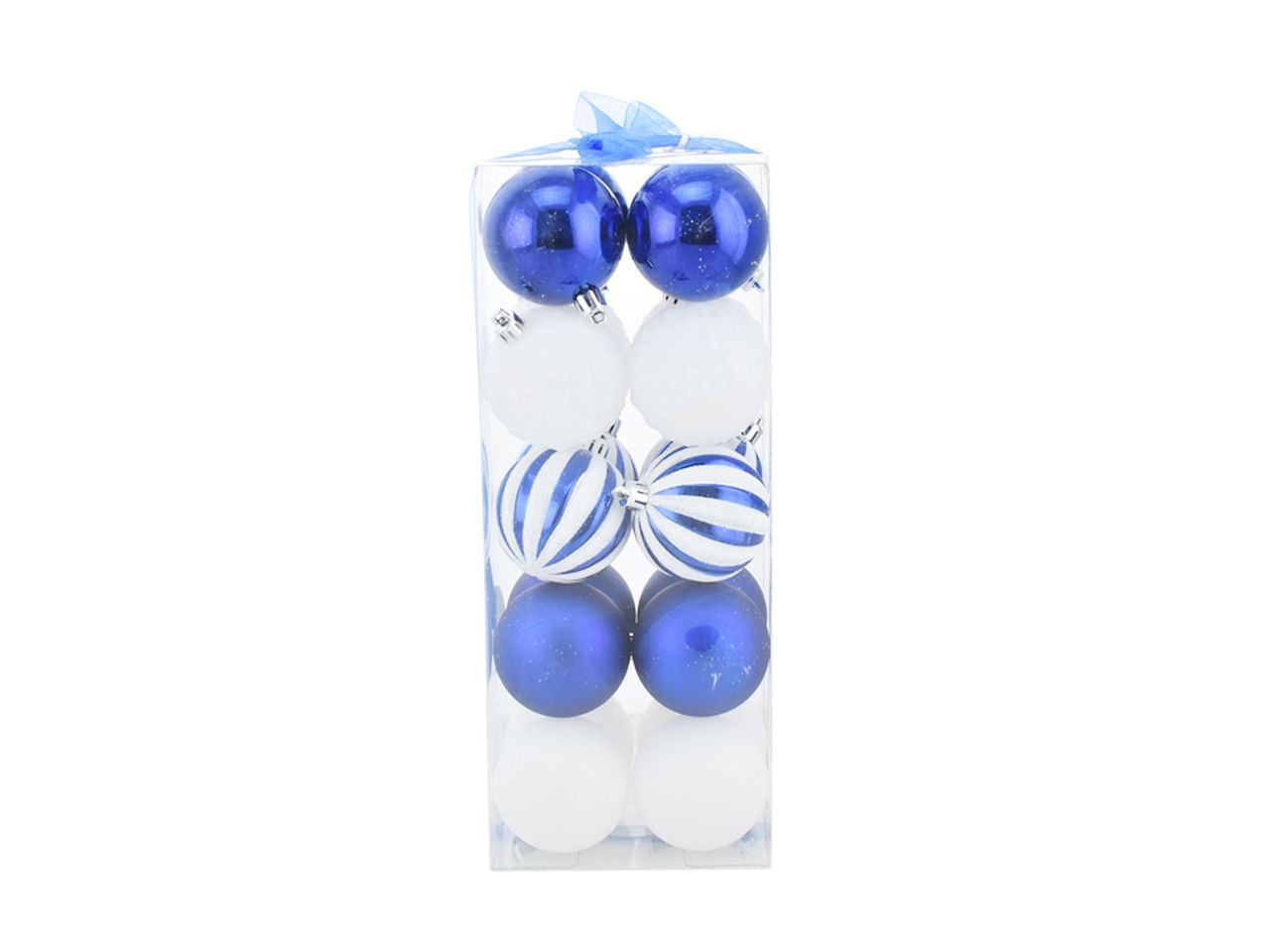 Palle di natale misura 6cm combinazione di spicchi colore bianco e blu - la confezione comprende 20 palle di natale