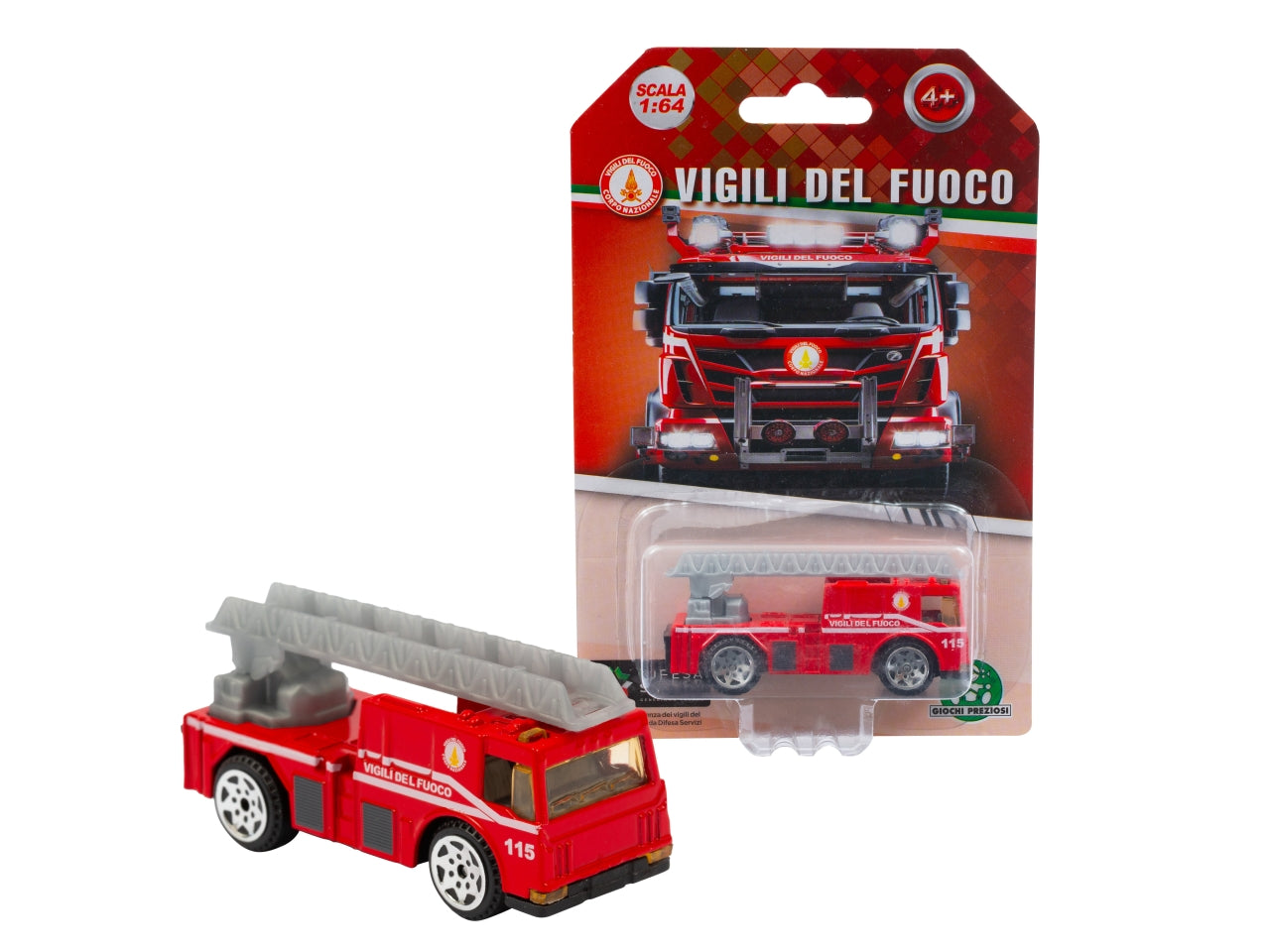 Camion scala vigili del fuoco die cast, 1:64 per bambini dai 4+ anni - Giochi Preziosi