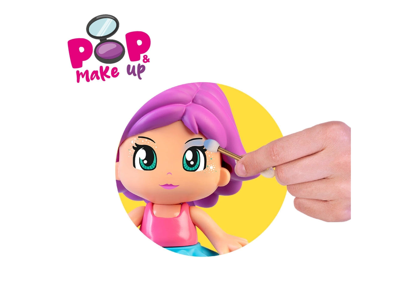 Pinypon - Pop & Make Up, personaggio 17 cm, con accessori per il trucco e capelli, Età 4+ anni - Famosa