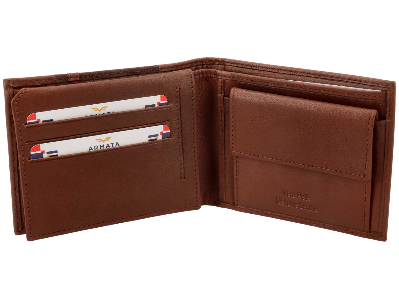 Portafoglio uomo in pelle armata di mare tabacco