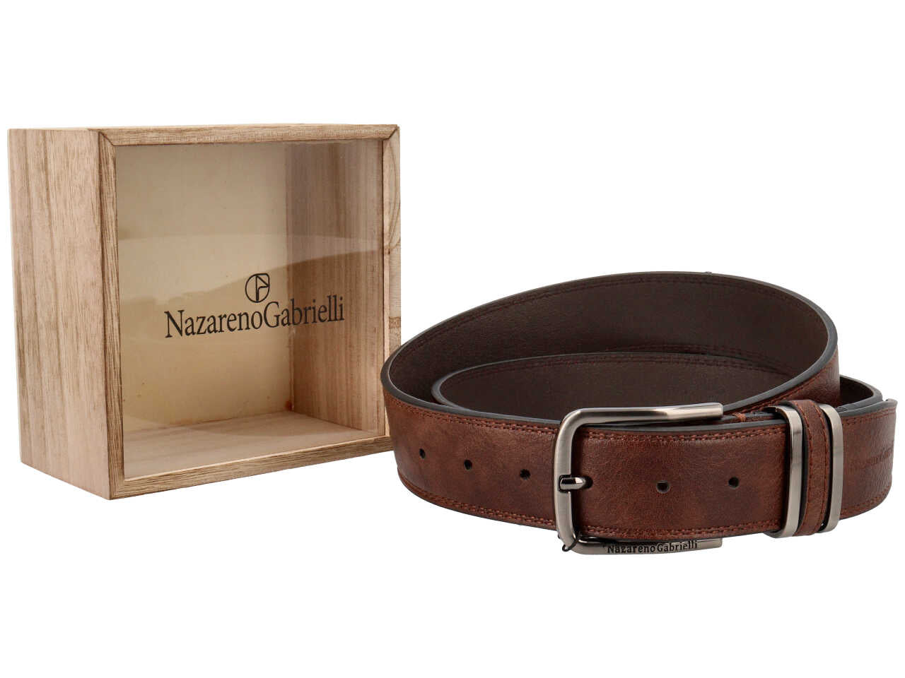 Cintura uomo nazareno gabrielli tabacco