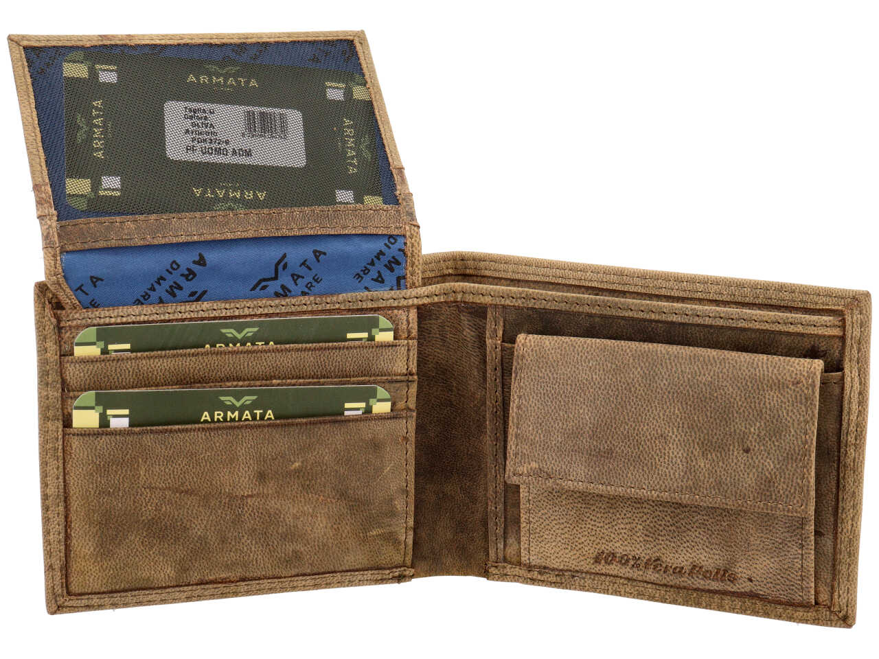 Portafoglio Armata di Mare uomo in vera pelle sabbia invecchiata 11x9x2 cm