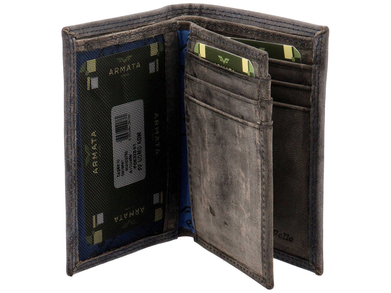 Portafoglio Armata di Mare uomo in vera pelle blu invecchiata 11x9x2 cm