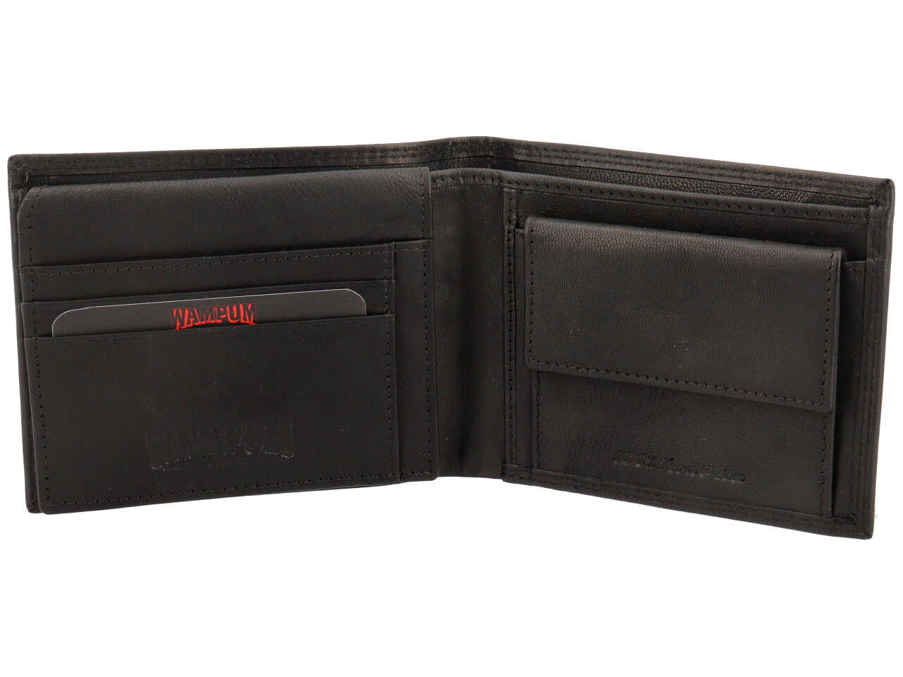 Portafoglio Wampum uomo vera pelle nera 12,5x10x2 cm