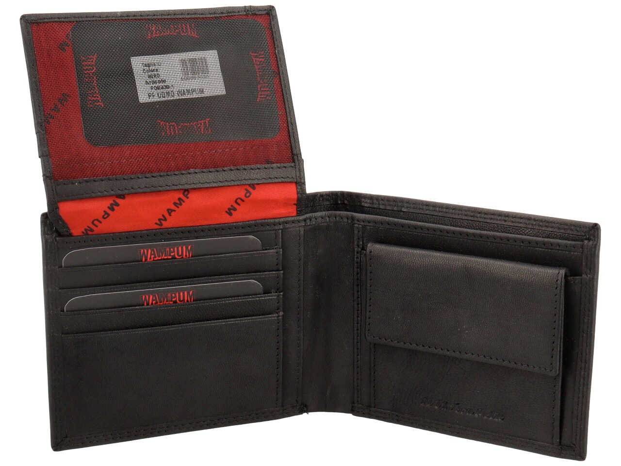 Portafoglio Wampum uomo vera pelle nera 12,5x10x2 cm